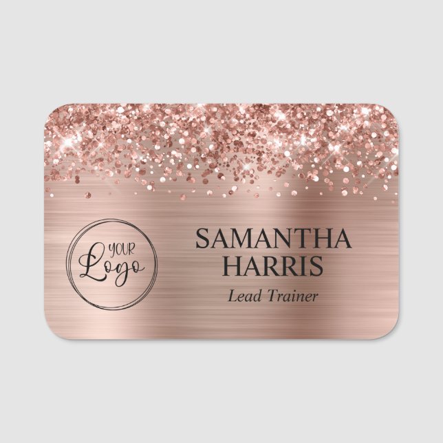 Porte-nom Logo Gold Foil Rose (Devant)