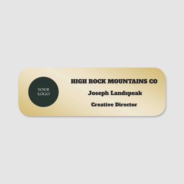 Porte-nom Logo Gold Metallic Business Employé (Devant)