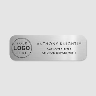 Porte-nom Logo Gris Faux Métal Argenté Plastique