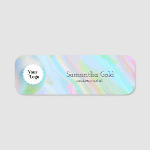 Porte-nom Logo Holographique Esthétique Rainbow Custom