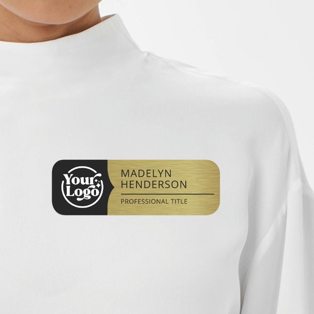 Porte-nom Logo magnétique de l'employé en métal noir (Créateur téléchargé)