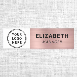 Porte-nom Logo Moderne en Or Rose
