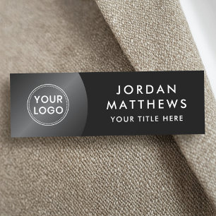 Porte-nom Logo moderne, nom et titre dégradé foncé noir