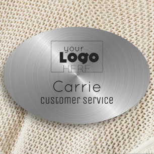 Porte-nom Logo Personnalisé Brossé Personnel Argent Métalliq