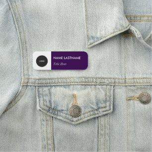 Porte-nom Logo Personnalisé Élégant Marine Purple White Magn