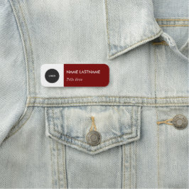 Porte-nom Logo Personnalisé Élégant Marine Rouge Blanc Magne