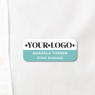 Porte-nom Logo personnalisé employé aqua 