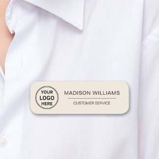 Porte-nom Logo personnalisé Employé Beige magnétique