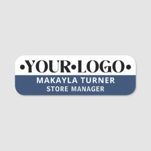 Porte-nom Logo personnalisé employé bleu