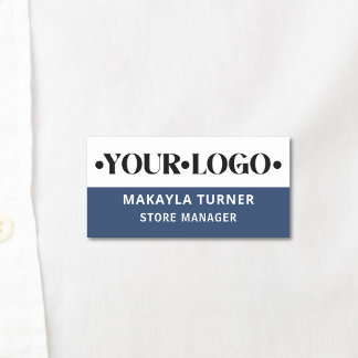 Porte-nom Logo personnalisé employé bleu