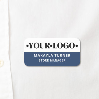 Porte-nom Logo personnalisé employé bleu