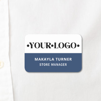 Porte-nom Logo personnalisé employé bleu