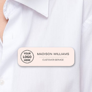 Porte-nom Logo personnalisé employé magnétique rose pâle