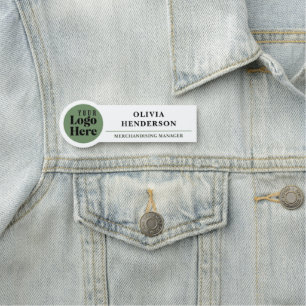 Porte-nom Logo personnalisé Moderne Vert Sauge Employé 