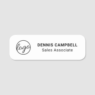 Porte-nom Logo personnalisé Noir et Blanc Simple Minimaliste