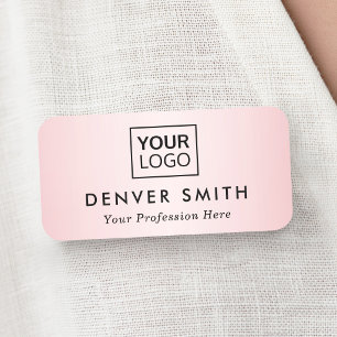 Porte-nom Logo personnalisé satin dégradé rose nom et titre