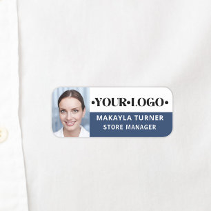 Porte-nom Logo Photo Employé Bleu
