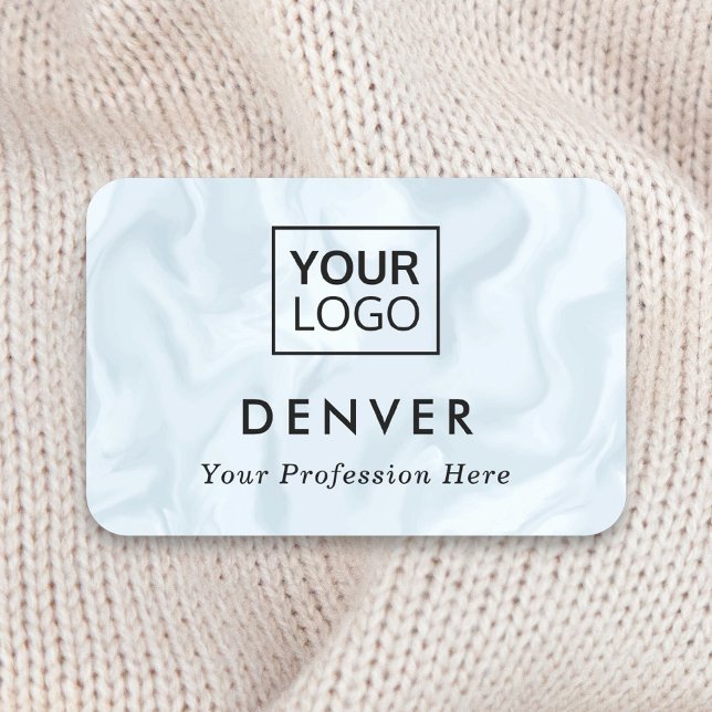 Porte-nom Logo prénom et titre bleu pâle gris marbré (Créateur téléchargé)