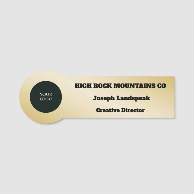 Porte-nom Logo professionnel Employé Gold Metallic (Devant)