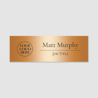 Porte-nom Logo professionnel ID employé Faux Copper