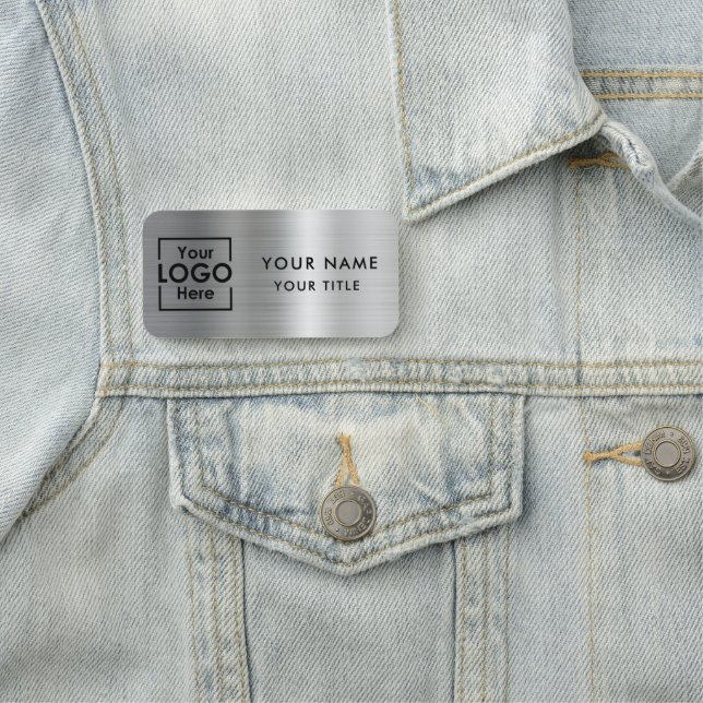 Porte-nom Logo professionnel Nom de l'employé Argent (En situation)