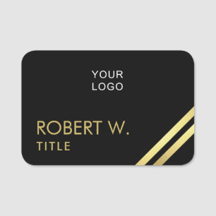 Porte-nom Logo professionnel personnalisé Black Gold