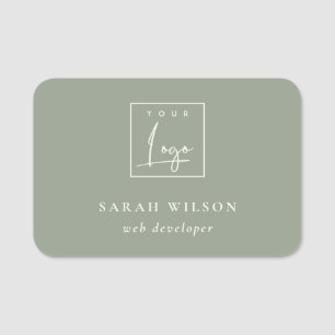 Porte-nom Logo promotionnel personnalisé de Saga Vert simple
