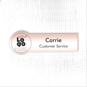 Porte-nom Logo rond Métallic Blush Pink Nom du personnel Ba