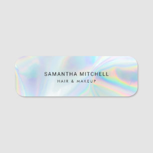 Porte-nom Maquillage holographique moderne Beautician
