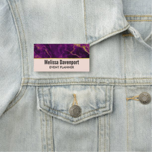 Porte-nom Marbre Abstrait Moderne Violet et Or