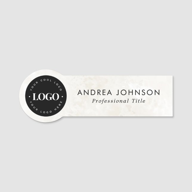 Porte-nom Marbre Chic de logo d'entreprise circulaire person (Devant)