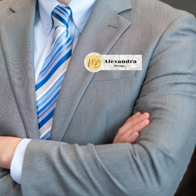 Porte-nom Marbre d'or blanc Restaurant moderne Employé (Créateur téléchargé)