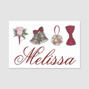 Porte-nom Mariage Boutonniere Bells Bouquet Planificateur nu