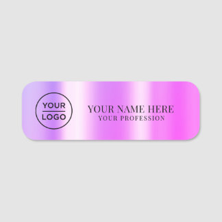 Porte-nom Metallic Purple Logo Employee magnetic, safety pin