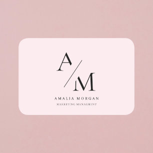 Porte-nom Minimal Pastel rose initial et personnalisé