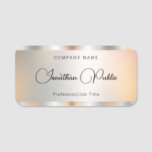 Porte-nom Modèle Argent Élégante Typographie Personnalisée