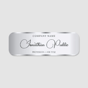 Porte-nom Modèle de script de calligraphie élégante en argen