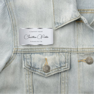 Porte-nom Modèle de script main élégante typographie Argent