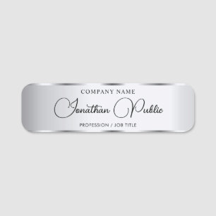 Porte-nom Modèle de script manuscrit élégant Silver personna