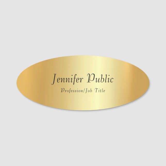 Porte-nom Modèle d'or Faux Script manuscrit moderne (Devant)