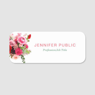 Porte-nom Modèle floral moderne de fleur de roses