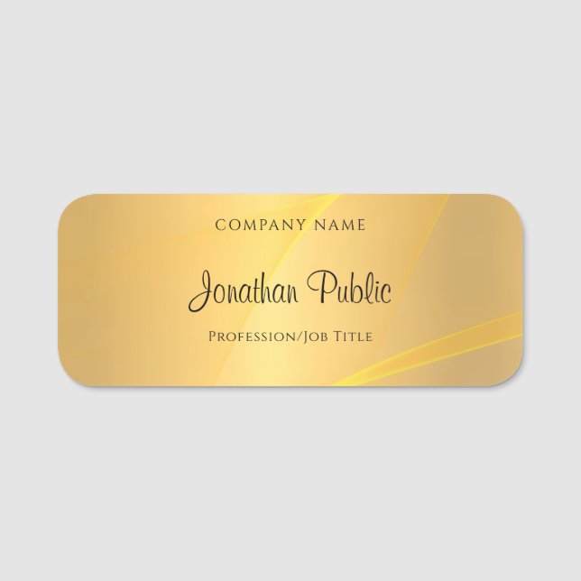 Porte-nom Modèle or glamour écriture manuscrite Script éléga (Devant)