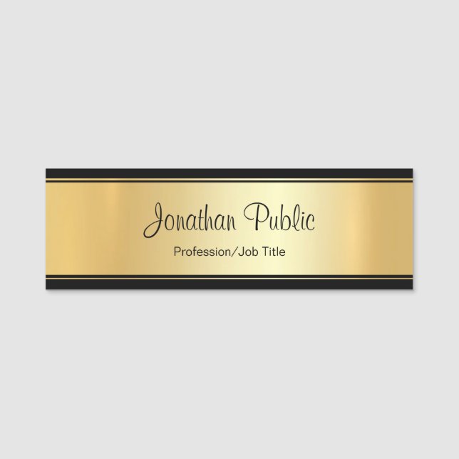 Porte-nom Modèle personnalisé or Rectangle à main Script mod (Devant)