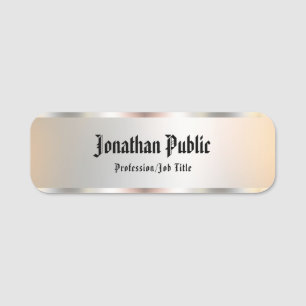 Porte-nom Modèle texte Faux Argent Personnalisé Élégant