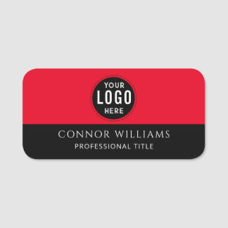Porte-nom Modern Black Red Business Logo Name