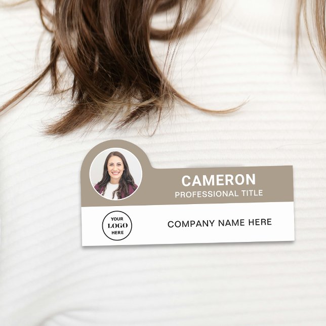 Porte-nom Modern Photo Company Logo Tan Magnetic (Créateur téléchargé)