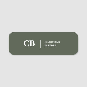 Porte-nom Moderne Élégant Monogramme Classique Vert Forêt