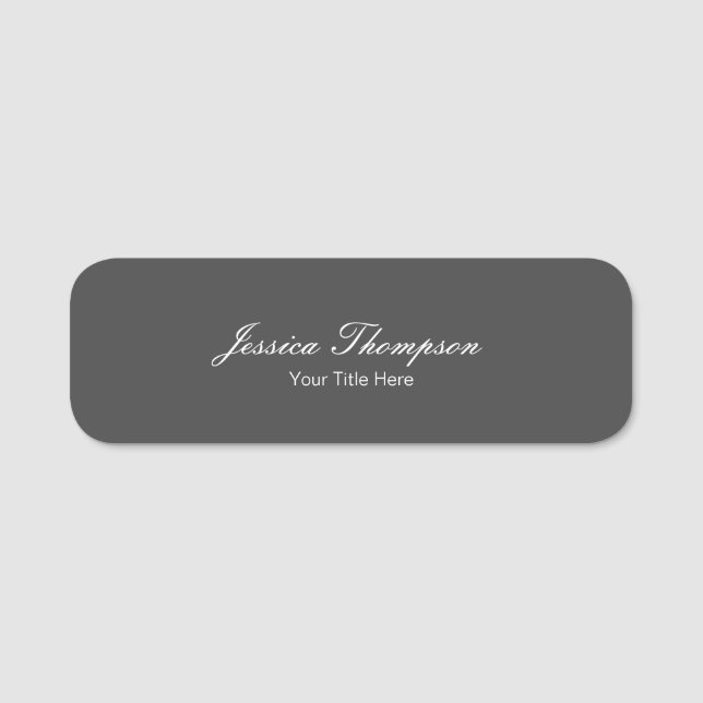 Porte-nom Moderne Élégant Plat Simple Professionnel Gris (Devant)