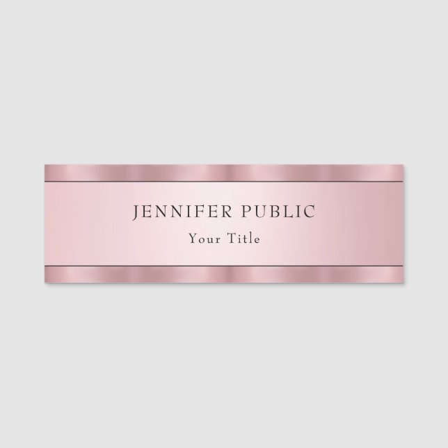 Porte-nom Moderne Elegant Rose Gold Modèle tendance  (Devant)