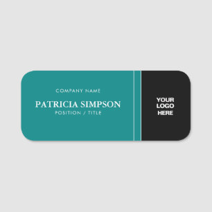 Porte-nom Moderne Professionnel Bleu Vert Turquoise & Noir :